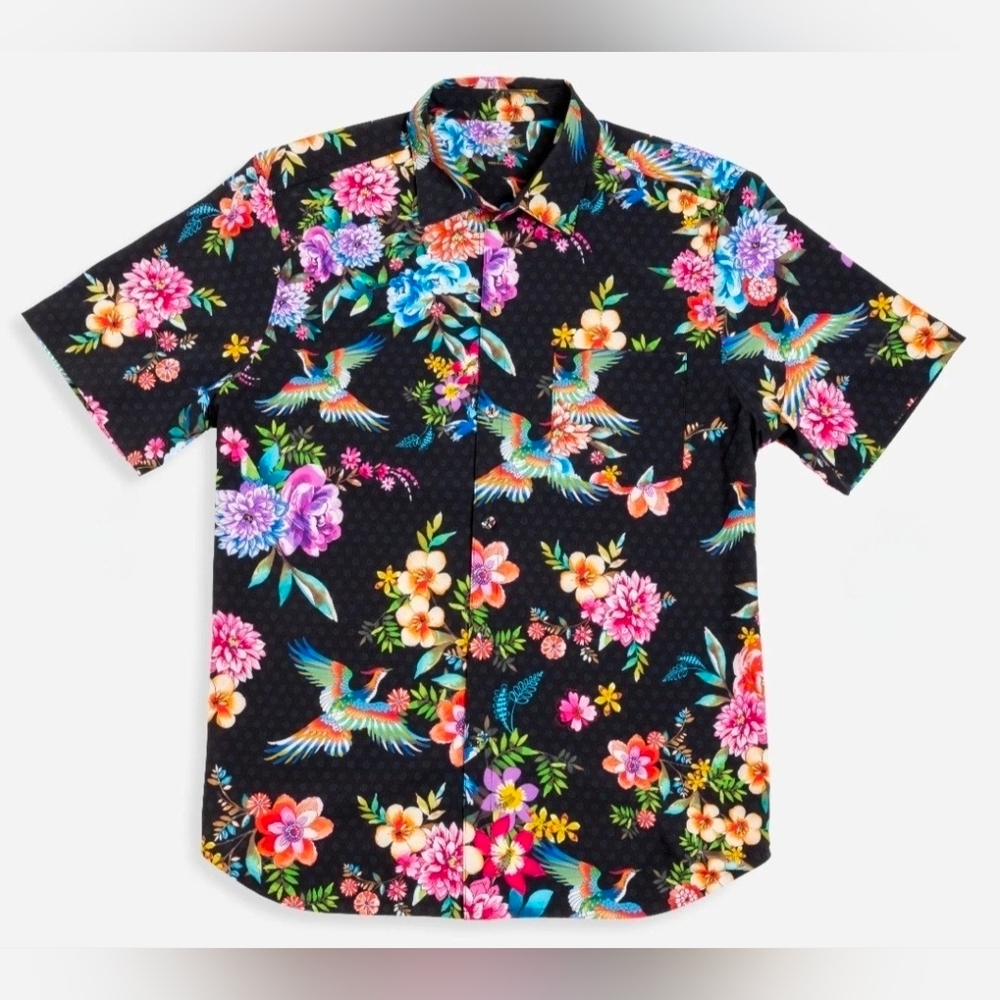 Johnny Was Sognatore Nero Women's Coverup Shirt Casual Exotic Floral Boho Cruise